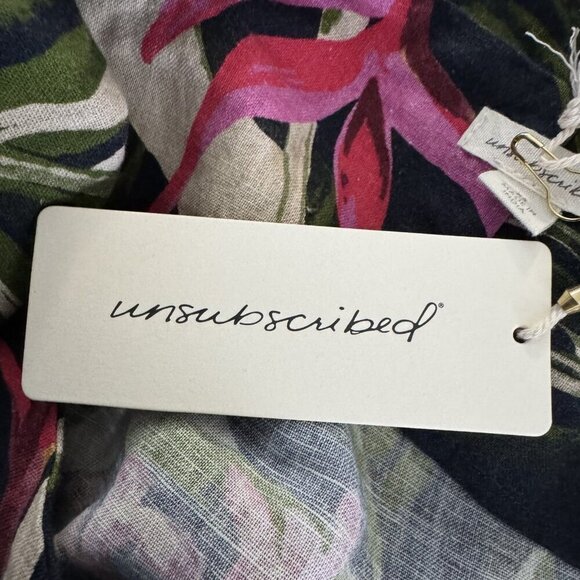 New Unsubscribed linen twist shoulder top blouse size XS night sea print NWT - Picture 5 of 9